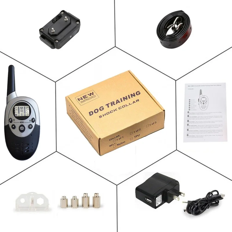 Rechargeable Waterproof Dog Training Collars with remote dog shock E-Collars Rechargeable Waterproof Dog Training Collars with remote dog shock E-Collars