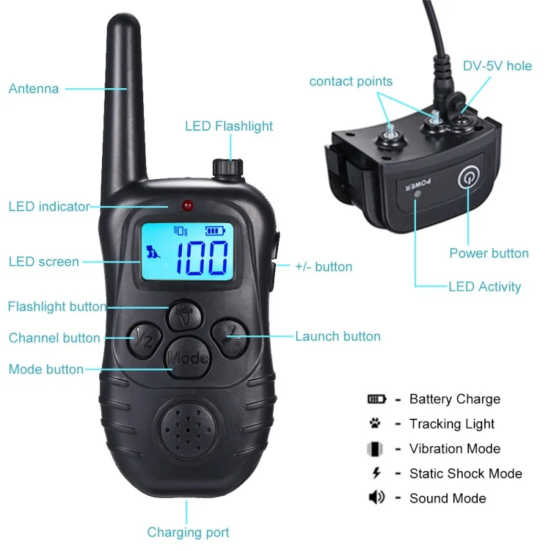 Dog Training Collars with Wireless Remote Rechargeable Dog Shock Collars Dog Training Collars with Wireless Remote Rechargeable Dog Shock Collars